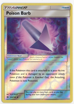 Poison Barb 124/149 Sun & Moon Reverse Holo Pokemon Card - Image 1