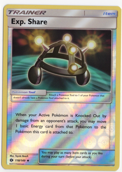 Exp. Share 118/149 Sun & Moon Reverse Holo Pokemon Card - Image 1