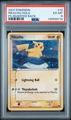 2007 POKEMON POP SERIES 5 INVERTED BACK #12 PIKACHU-HOLO PSA 6 - Image 1