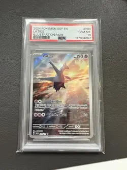 Pokemon 2024 Latios 203/191 Sv08 Surging Sparks Illustration Rare Holo PSA 10 - Image 1