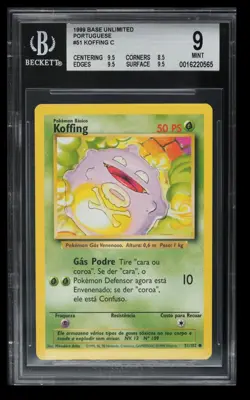 1999 Pokemon Base Set Koffing BGS 9 Portuguese #51 - Image 1