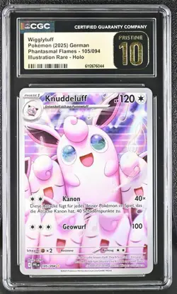 Pokemon Knuddeluff PSA CGC Pristine 10 PFL 105/094 Fatale Flammen deutsch - Image 1