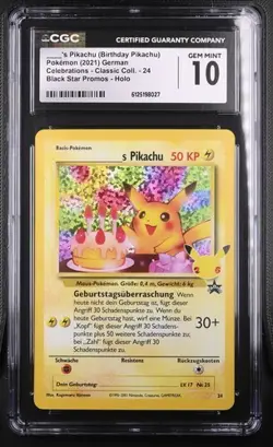 PSA CGC 10 Pikachu Birthday 2021 Celebrations Holo #24 GEM MINT Pokemon Deutsch - Image 1