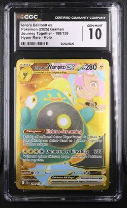 2025 POKEMON JTG IONO'S BELLIBOLT EX DE # 188 HYPER RARE CGC PSA 10 - Image 1