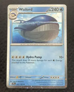 Wailord 041/159 Cosmos Holo Promo JTG Pokemon Journey Together SWIRL 🌀 LP - Image 3