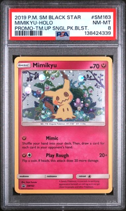 2019 Pokemon Sun And Moon Black Star Promo Mimikyu #SM163 PSA 8 NM-MT 163 Mint - Image 1