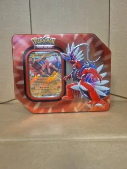 Empty Pokemon TCG: Paldea Legends Tin Koraidon SVP 029 Black Star Promo Included - Image 1