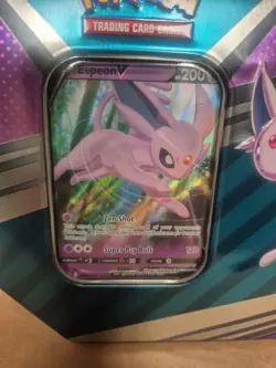 Empty Pokemon TCG: Sword & Shield V Tin Espeon SWSH201 Black Star Promo Included - Image 2