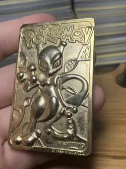 Pokemon 23K Gold Plated Mewtwo Trading Card 1999 Burger King Limited Edition - Image 1