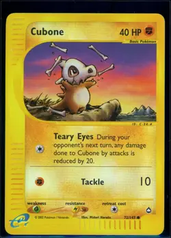 Pokemon AQUAPOLIS - #72/147 Cubone - Reverse Holo - ENG - Near Mint - Image 1