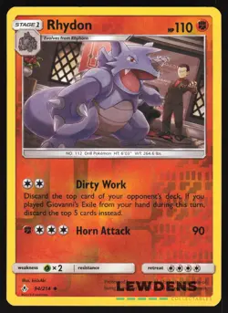 Rhydon - 94/214 - Reverse Holo Uncommon - Unbroken Bonds - Pokemon Card - Image 1