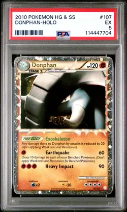 2010 POKEMON HEARTGOLD DONPHAN PRIME #107 ULTRA RARE PSA 5 EX #114447704 - Image 1