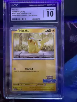 Pokemon Pikachu Black Star Promos 214 Illustration Contest 2024 CGC 10 2025 - Image 1