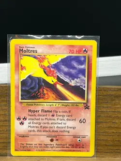 Moltres 21 - 2000 WOTC Vintage Black Star Promo - Pokemon Card - MP - Image 1