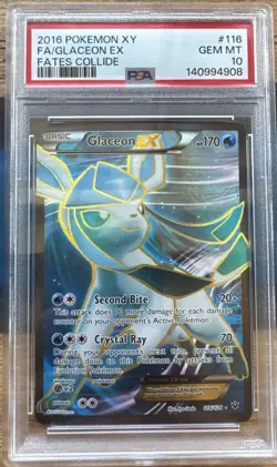 2016 Pokemon XY Fates Collide Glaceon EX Full Art #116 PSA 10 Gem Mint - Image 1