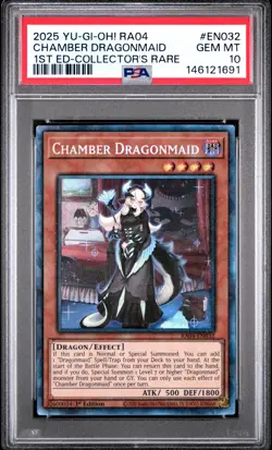 2025 YU-GI-OH! RA04-QUARTER CENTURY STAMPEDE #EN032 CHAMBER DRAGONMAID PSA 10 - Image 1