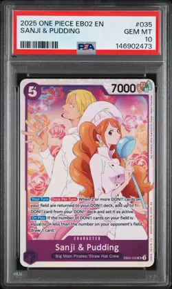 PSA 10 2025 ONE PIECE EB02 ANIME 25TH COLLECTION 035 SANJI & PUDDING - Image 1