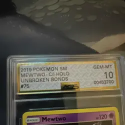 Pokemon 2019 Mewtwo Holo Rare Unbroken Bonds #75 AGS 10 Graded Card - Image 3