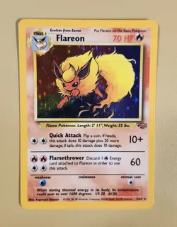 1999 Pokemon Jungle Flareon Holo - see video of Holo & Card - Image 1