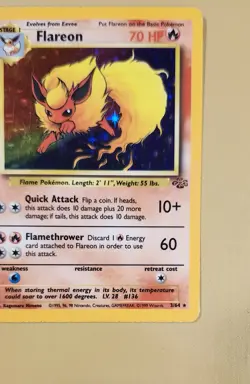 1999 Pokemon Jungle Flareon Holo - see video of Holo & Card - Image 5