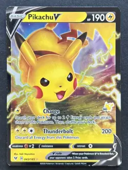 Pokemon TCG Pikachu V Vivid Voltage Ultra Rare 043/185 Pikachu Deck Stamp - Image 1