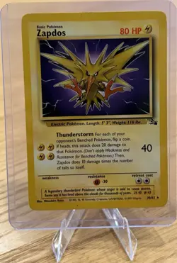 Zapdos - Holo Rare Unlimited 30/62 Fossil 80 HP English 1999 - Pokemon TCG - Image 1