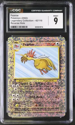 CGC 9 MINT Fearow 2002 Legendary Collection 42/110 Reverse Holo Pokemon Card - Image 1