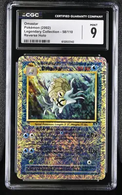 CGC 9 MINT Omastar 58/110 Legendary (collection) Reverse Holo Pokemon Card - Image 1