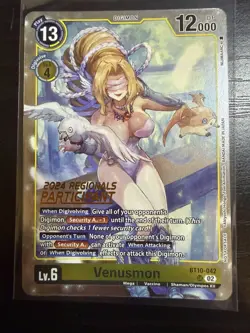 Digimon Card Game Venusmon BT10-042 2024 Regionals Participant - Image 1