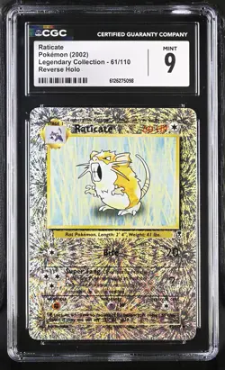 CGC 9 MINT Raticate 2002 Legendary (Collection) 61/110 Reverse Holo Pokemon Card - Image 1