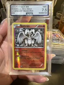 2013 Pokemon B&W Legendary Treasures #28 Reshiram Holo AGS 7.5 NM - Image 1