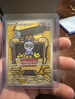 Pokemon TCG Gimmighoul Full Art Holo Card 198/182 Paradox Rift Illustration Rare - Image 1