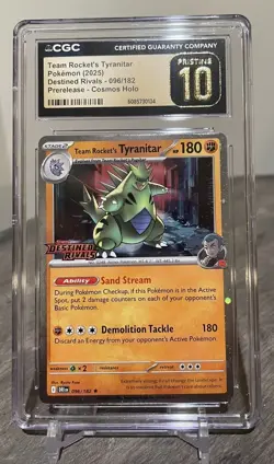 Pokemon Team Rocket's Tyranitar 096/182 Prerelease - CGC 10 PRISTINE (pop -30) - Image 1