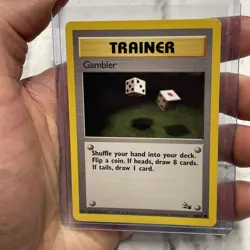 GAMBLER - Fossil Set - 60/62 - Common - Pokemon Card Unlimited Edition NM/MT Vtg - Image 1