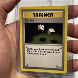 GAMBLER - Fossil Set - 60/62 - Common - Pokemon Card Unlimited Edition NM/MT Vtg - Image 2