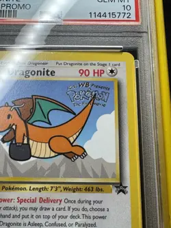 1999 Pokemon the First Movie Dragonite #5 WB Stamped Black Star Promo PSA 10 - Image 3