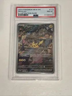 2023 Pokemon Mew en Pikachu Illustration Rare #173 PSA 8 - Image 1