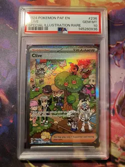 Pokemon Paldean Fates Clive 236/091 Special Illustration Rare PSA 10 - Image 1