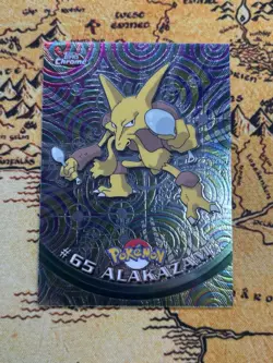 Pokemon 2000 Topps Chrome Pokemon Series 1 #65 Alakazam Pokemon T.V. NM - Image 1