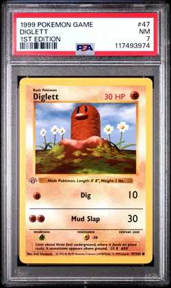 1999 POKEMON GAME 1ST ED #47 DIGLETT PSA 7 - Image 1