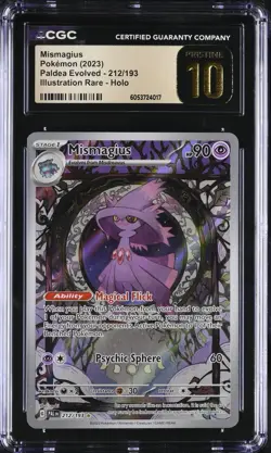 2023 POKEMON PALDEA EVOLVED MISMAGIUS ILLUSTRATION RARE 212/193 CGC 10 PRISTINE - Image 1