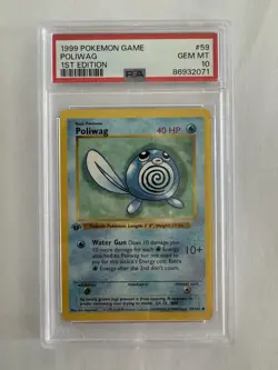 Base Set 1st Edition POLIWAG #59/102 PSA 10 GEM MINT 1999 Pokemon Card Game - Image 1