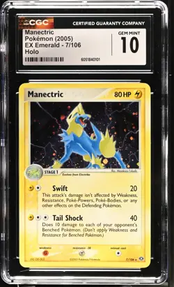 CGC 10 GEM MINT Manectric 2005 EX Emerald 7/106 Holo Pokemon Card - Image 1