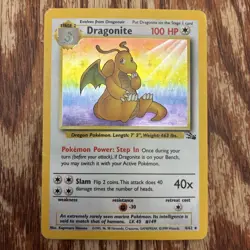 Dragonite - 4/62 - Pokemon Fossil Unlimited Holo Rare Card WOTC - MP - Image 1