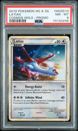 POKEMON 2010 HeartGold & SoulSilver Cosmos Holo Promo LATIAS #HGSS10 PSA 8 - Image 1