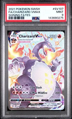 2021 POKEMON SWORD & SHIELD SHINING FATES #SV107 FULL ART/CHARIZARD VMAX PSA 9 - Image 1