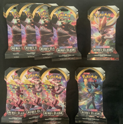 9 Pokemon Sword & Shield Rebel Clash Sleeved Booster Packs - Sealed - Image 1