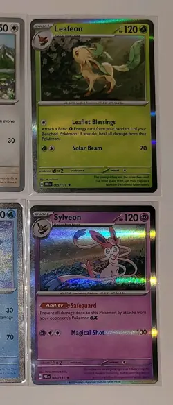 Pokemon Prismatic Evolutions Lot - Eevee, Holo Leafeon, Glaceon, & Sylveon - Image 2