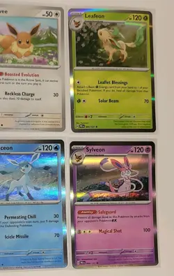 Pokemon Prismatic Evolutions Lot - Eevee, Holo Leafeon, Glaceon, & Sylveon - Image 3