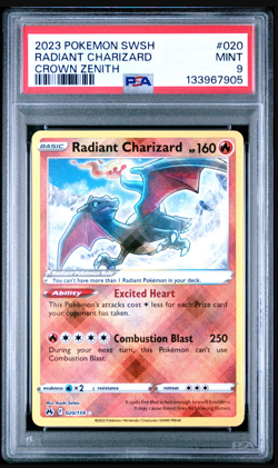 2023 Pokemon Radiant Charizard - Sword And Shield Crown Zenith #020 PSA 9 NM-MT - Image 1